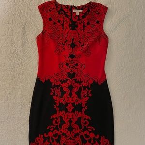 Printed Dress-Black and Red